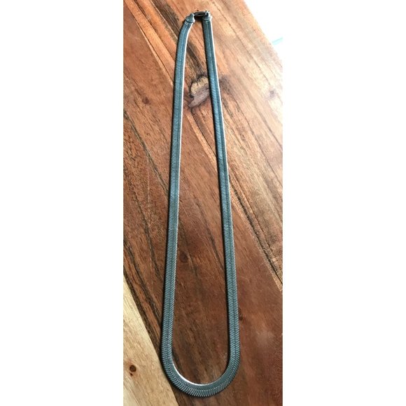 Necklace Thick Silver Vintage 925 Silver Thick 10MM 23 Inch Herringbone Chain - Picture 13 of 15